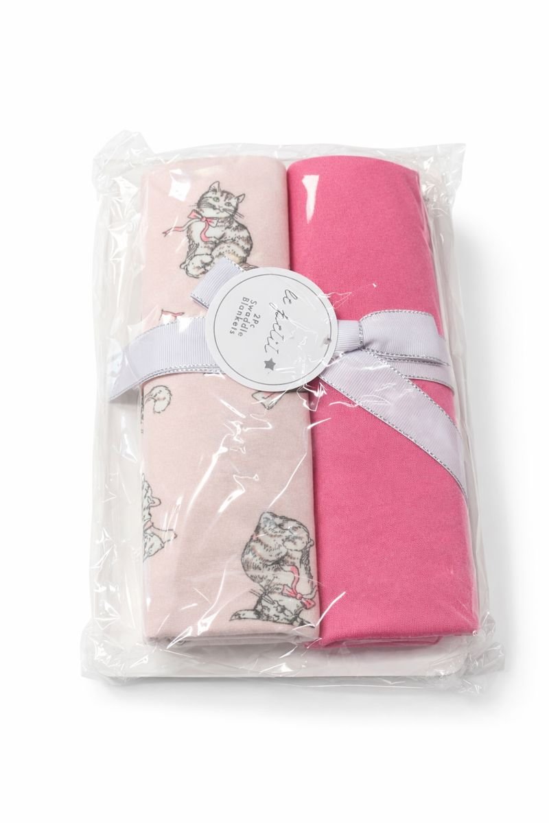 Set me 2 Batanije Swaddle për Bebë – Rozë me Dizajn Kotele
