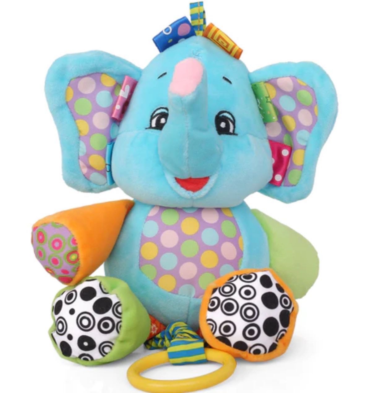 Lodër Pelushi Edukative për Bebe – Elefanti Shumëngjyrësh