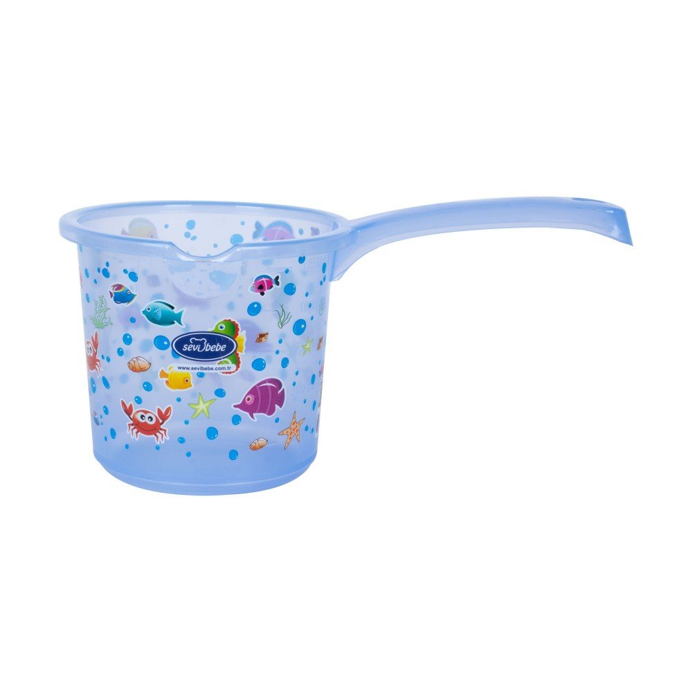 Enë Larjeje për Bebe me Dorezë – Kaltër Transparente me Desene