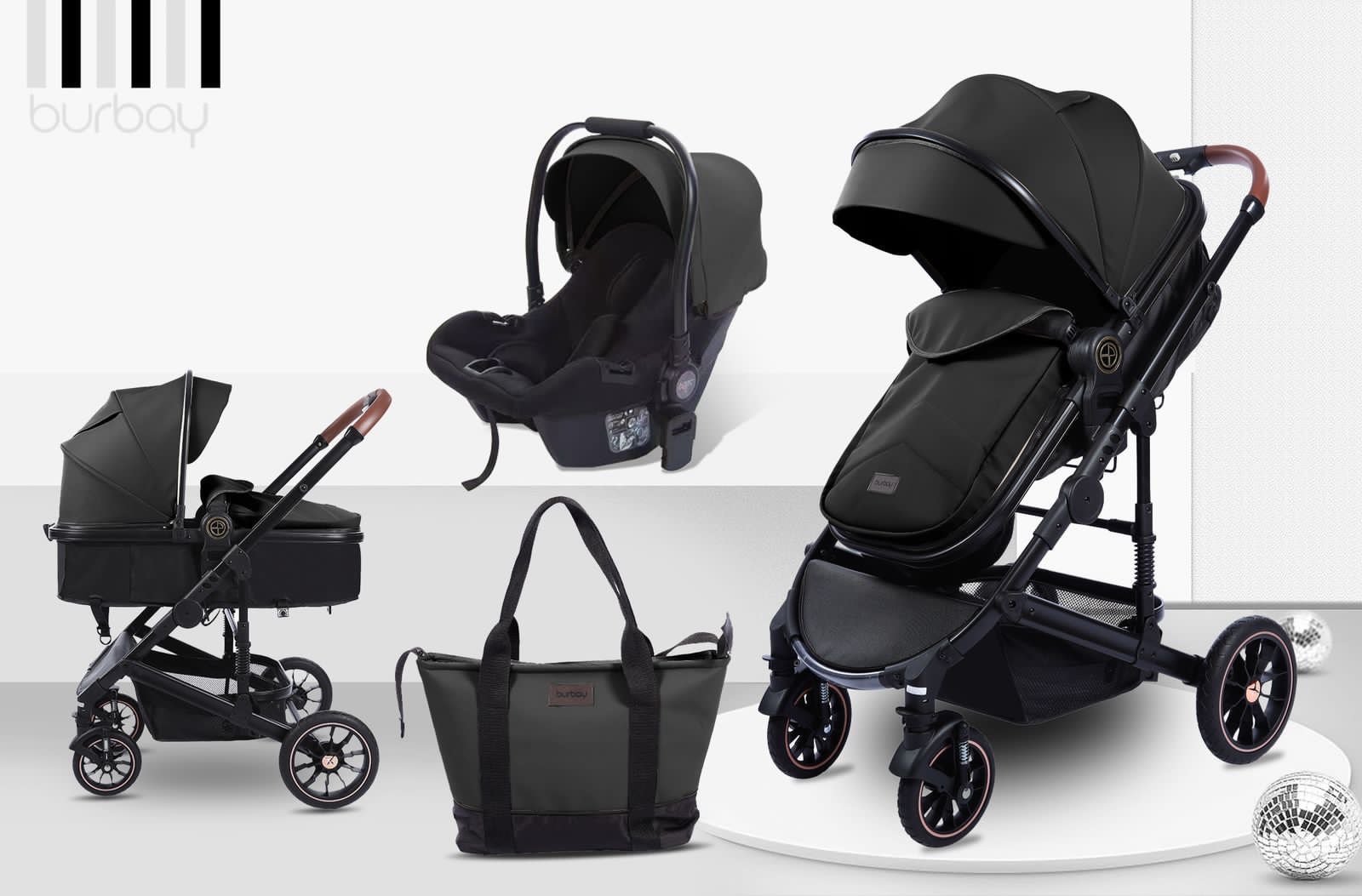 Karrocë Premium Burbay 3-në-1