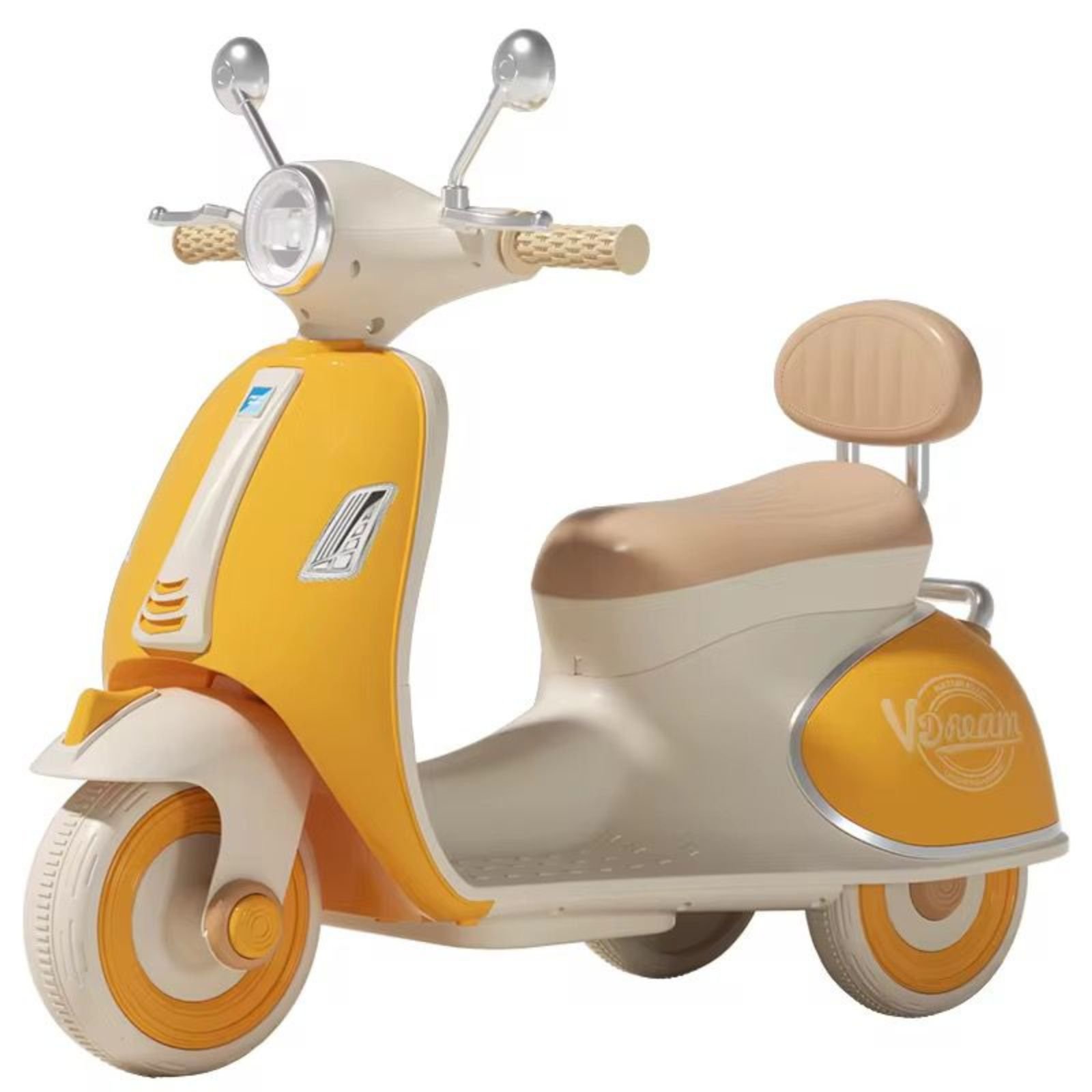 Motoçikletë Elektrike për Fëmijë – Dizajn Retro “V-Dream”, Ngjyrë Verdhë/Krem
