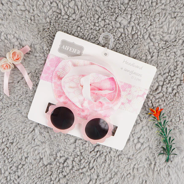 Set për Bebë – Syze Dielli dhe Shirit për Flokë (0–12 muaj)