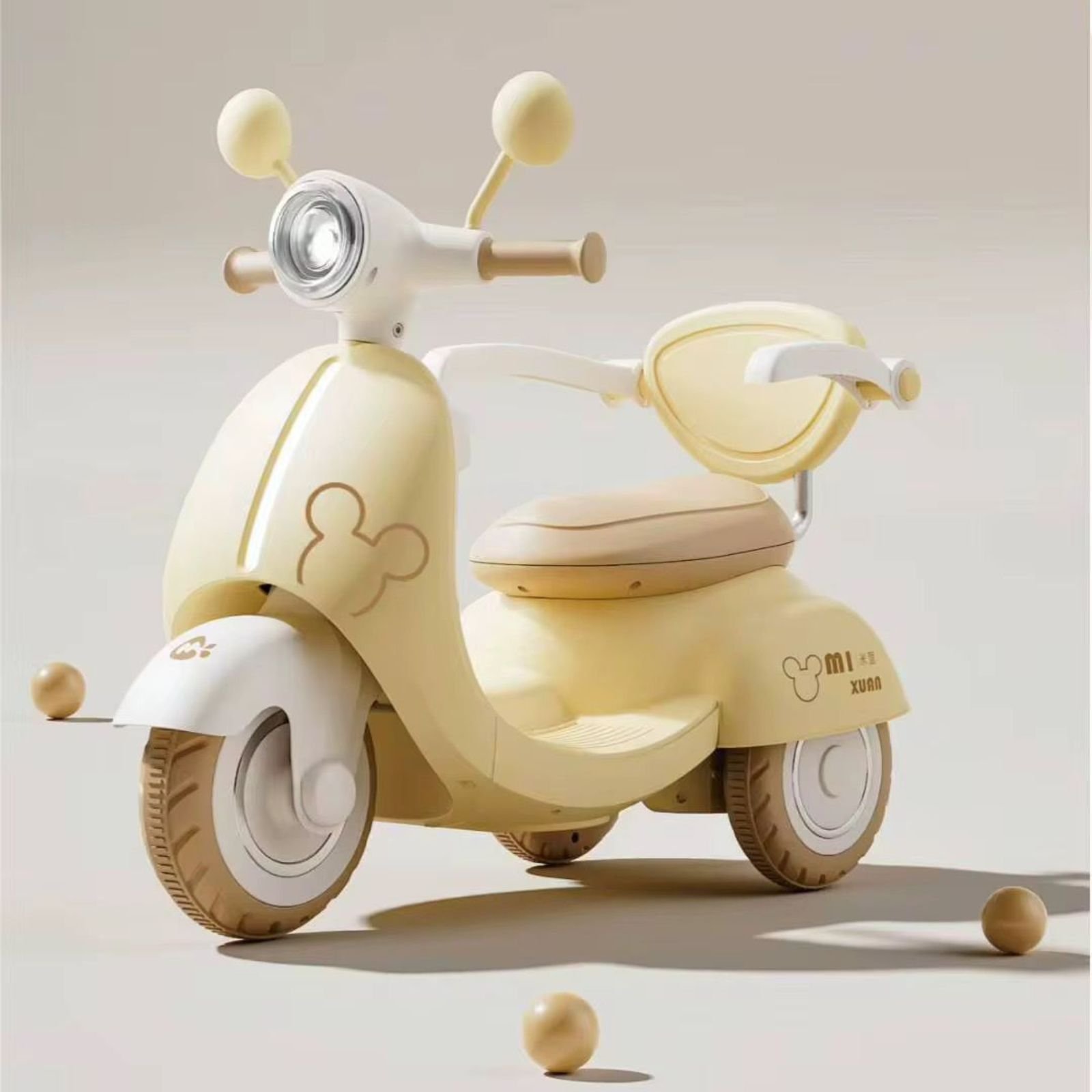 Motoçikletë për Fëmijë elektrike – Dizajn i Ëmbël Krem/Bezhë “Mi Xuna”