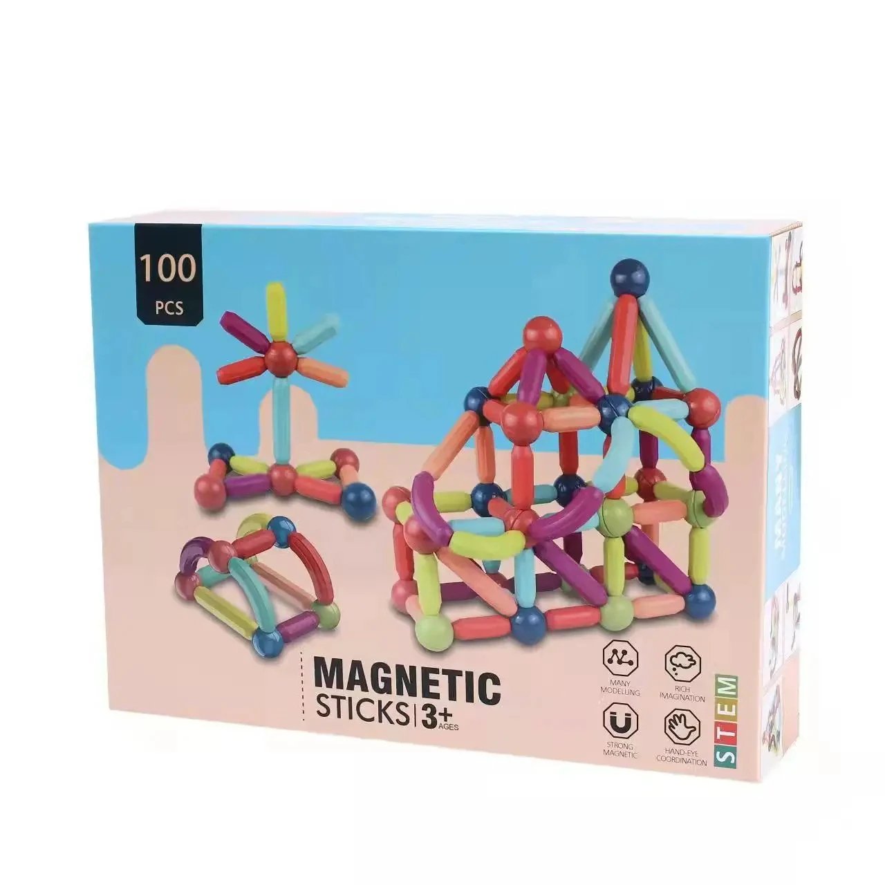 Set Ndërtimi Magnetik – Magnetic Sticks (100 Copë)