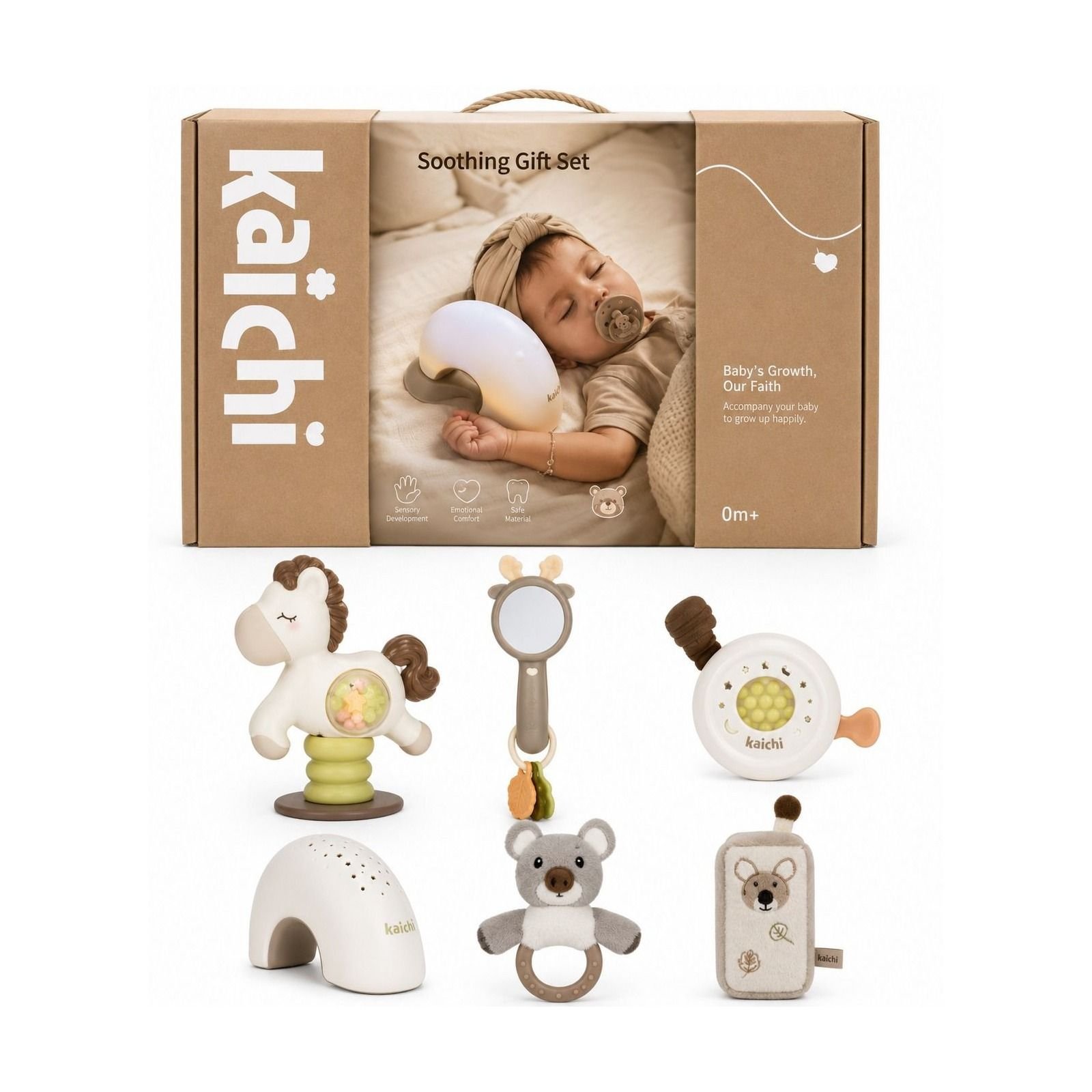 Kaichi Soothing Gift Set për Bebë – Set Premium me Dritë Nate dhe Lodra Edukative