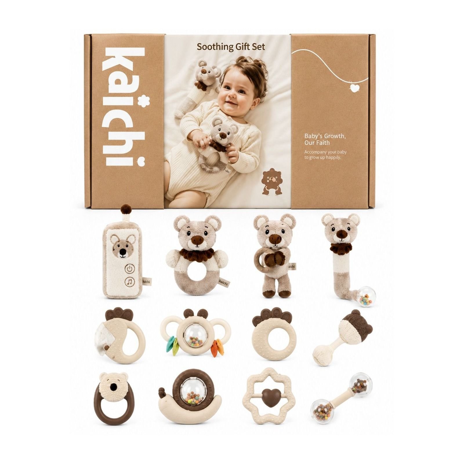 Kaichi Premium Baby Gift Set – Set Luksoz me Lodra Sensoriale për Bebë
