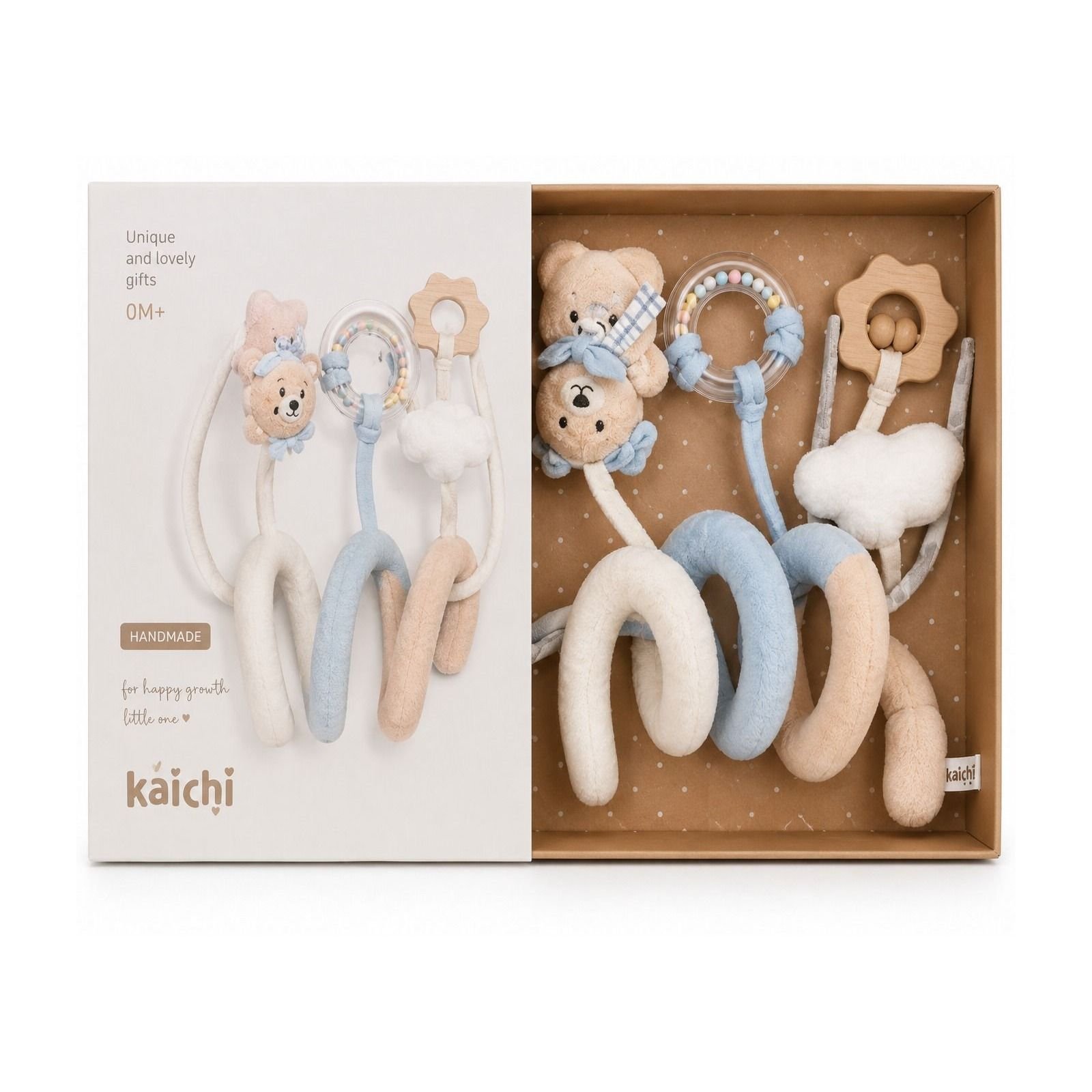 Kaichi Handmade Baby Spiral Toy Set – Lodër Sensoriale për Karrocë dhe Krevat Bebesh
