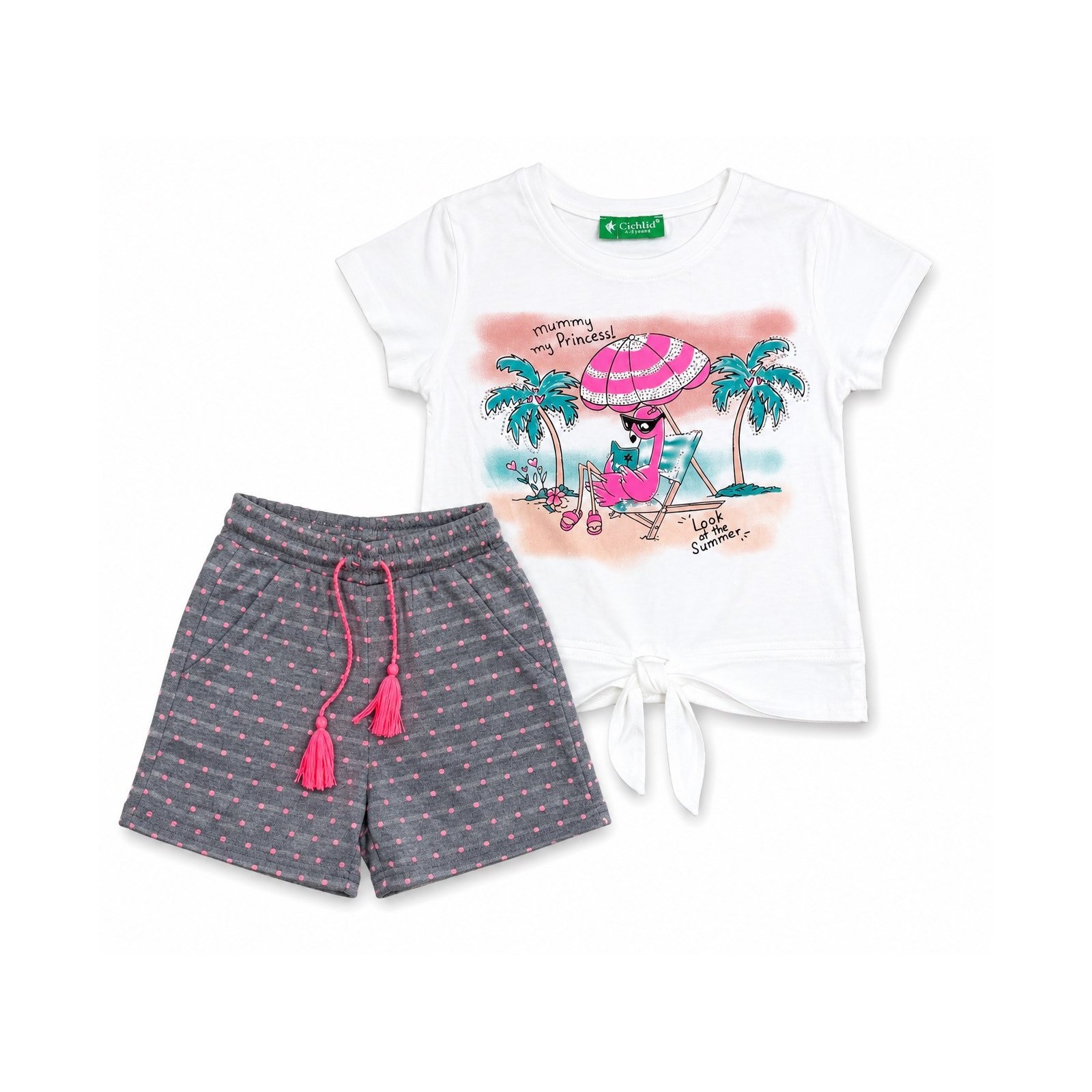 Set Veror për Vajza “Princess Summer” – Bluzë me Print Flamingo dhe Pantallona të Shkurtra