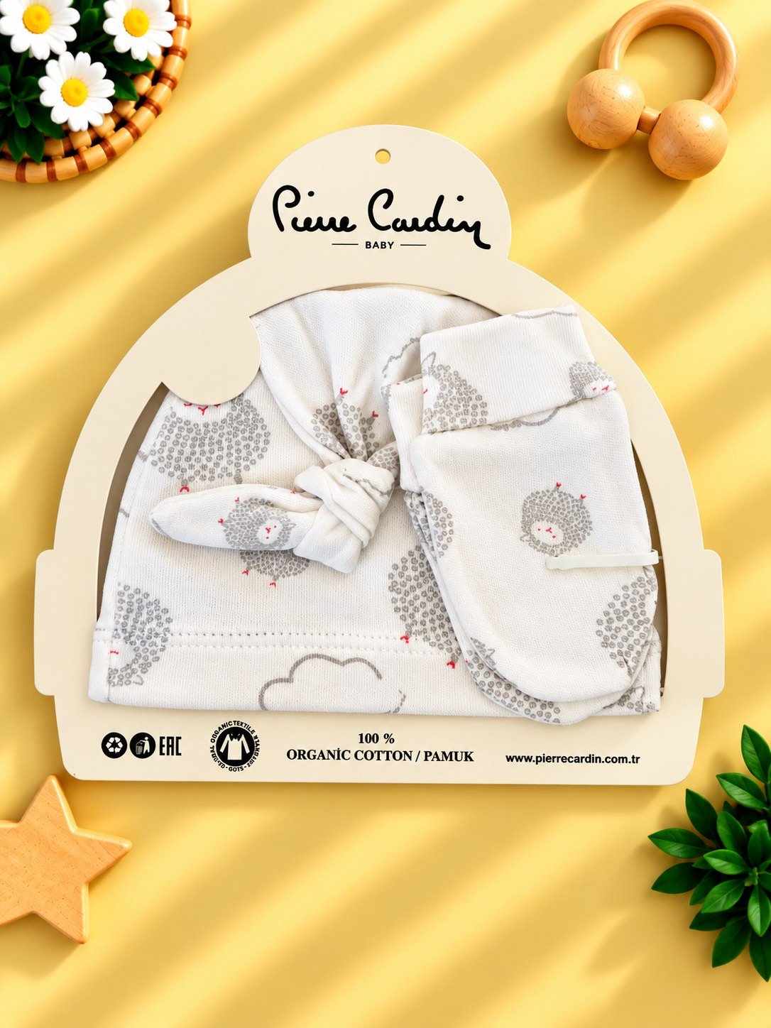 Kapel për bebe Pierre Cardin – Kapelë + Dorashka (100% pambuk organik)