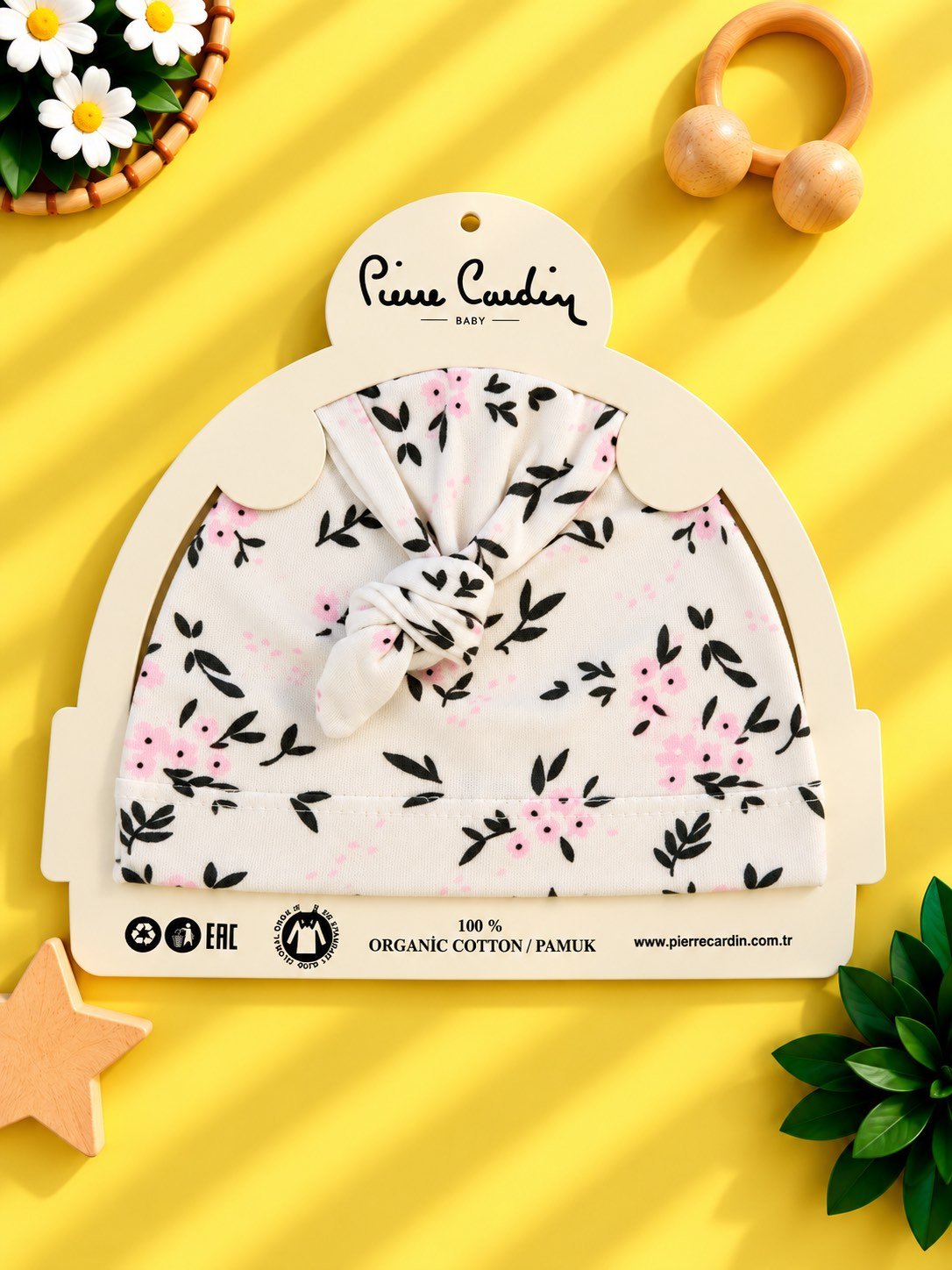 Kapelë për Bebe Pierre Cardin me Nyjë Dekorative – 100% Pambuk Organik
